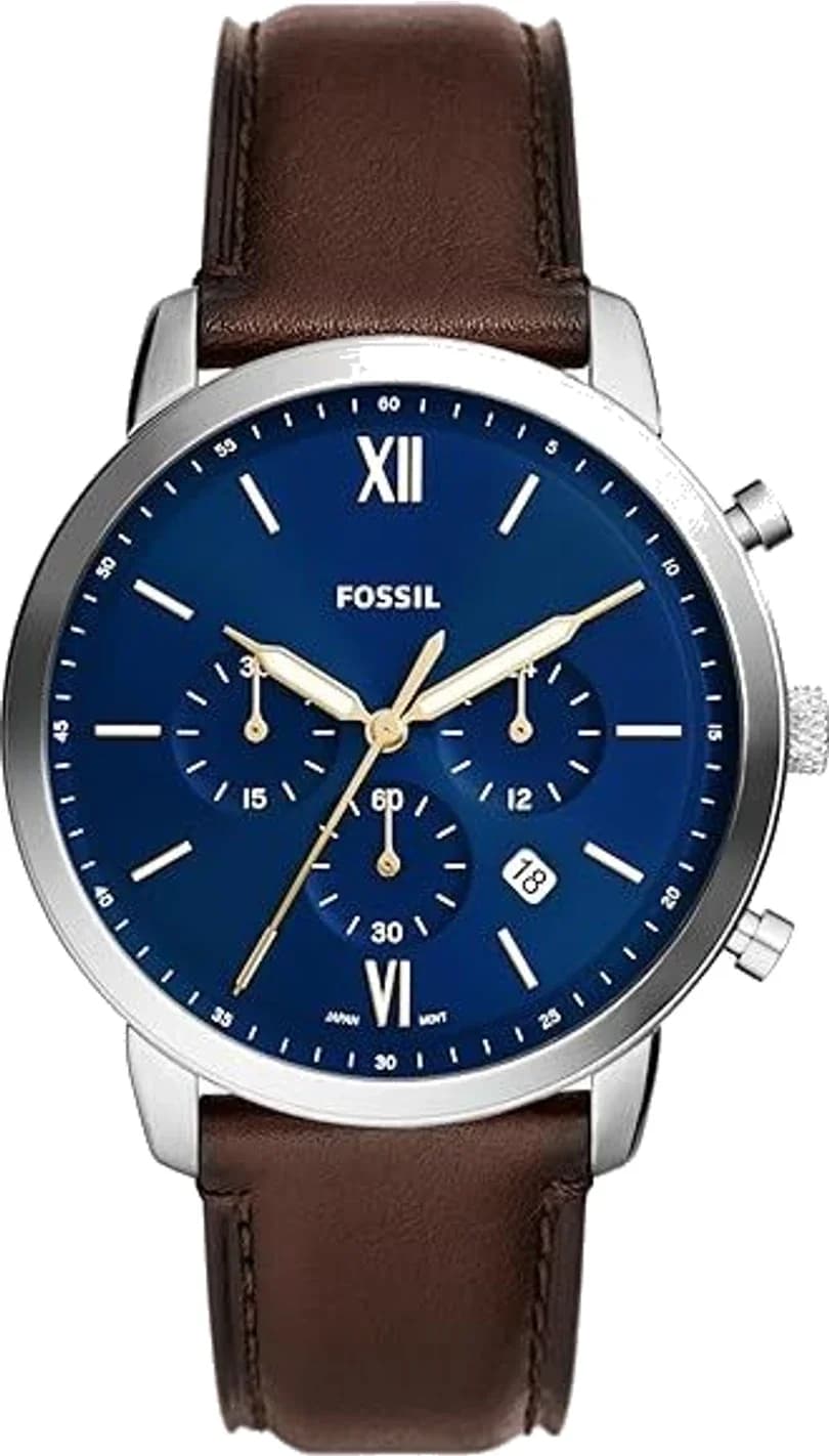 Montre Fossil FS6018 homme cadran bleu bracelet cuir
