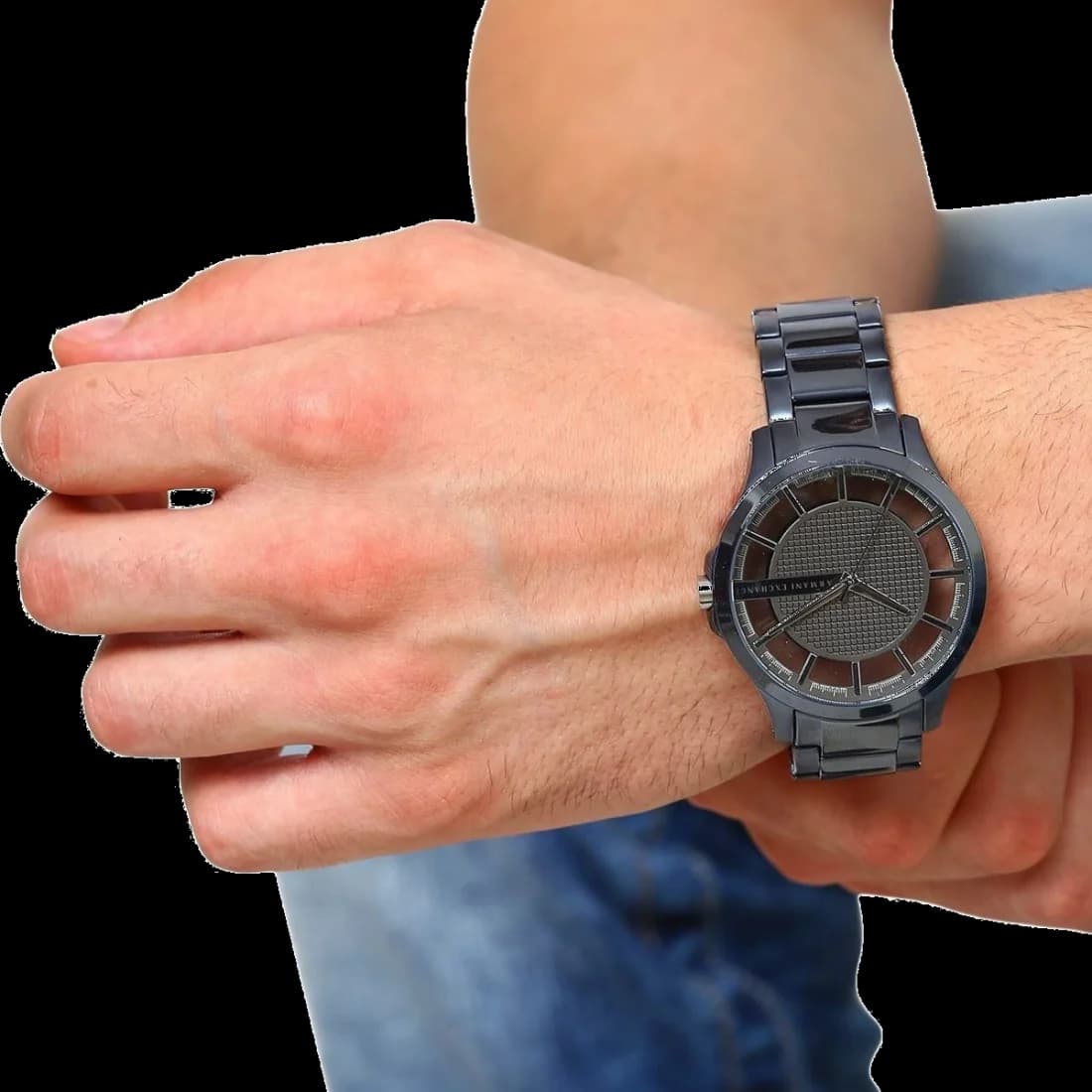 Montre Armani Exchange AX2401 en Acier Bleu avec Cadran Transparent vue 4