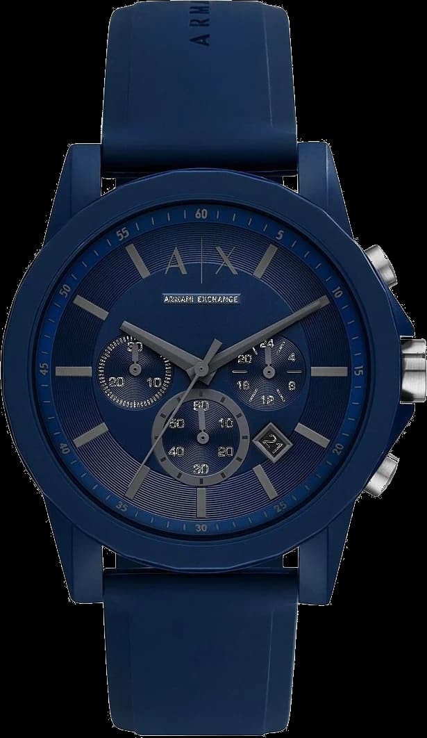 Montre Armani Exchange AX7128 homme cadran bleu bracelet caoutchouc / silicone