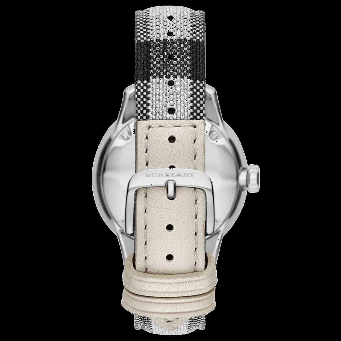 Montre Burberry BU10002 Bracelet Textile et Boîtier Rond en Métal vue 2