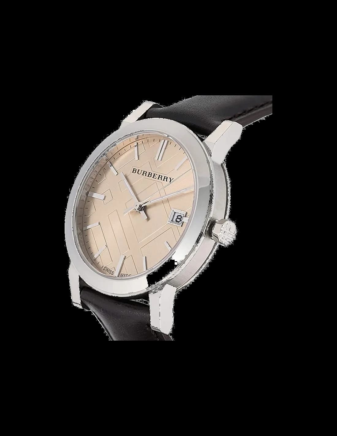 Montre Burberry BU9011 profil boîtier acier 38mm bracelet marron boucle