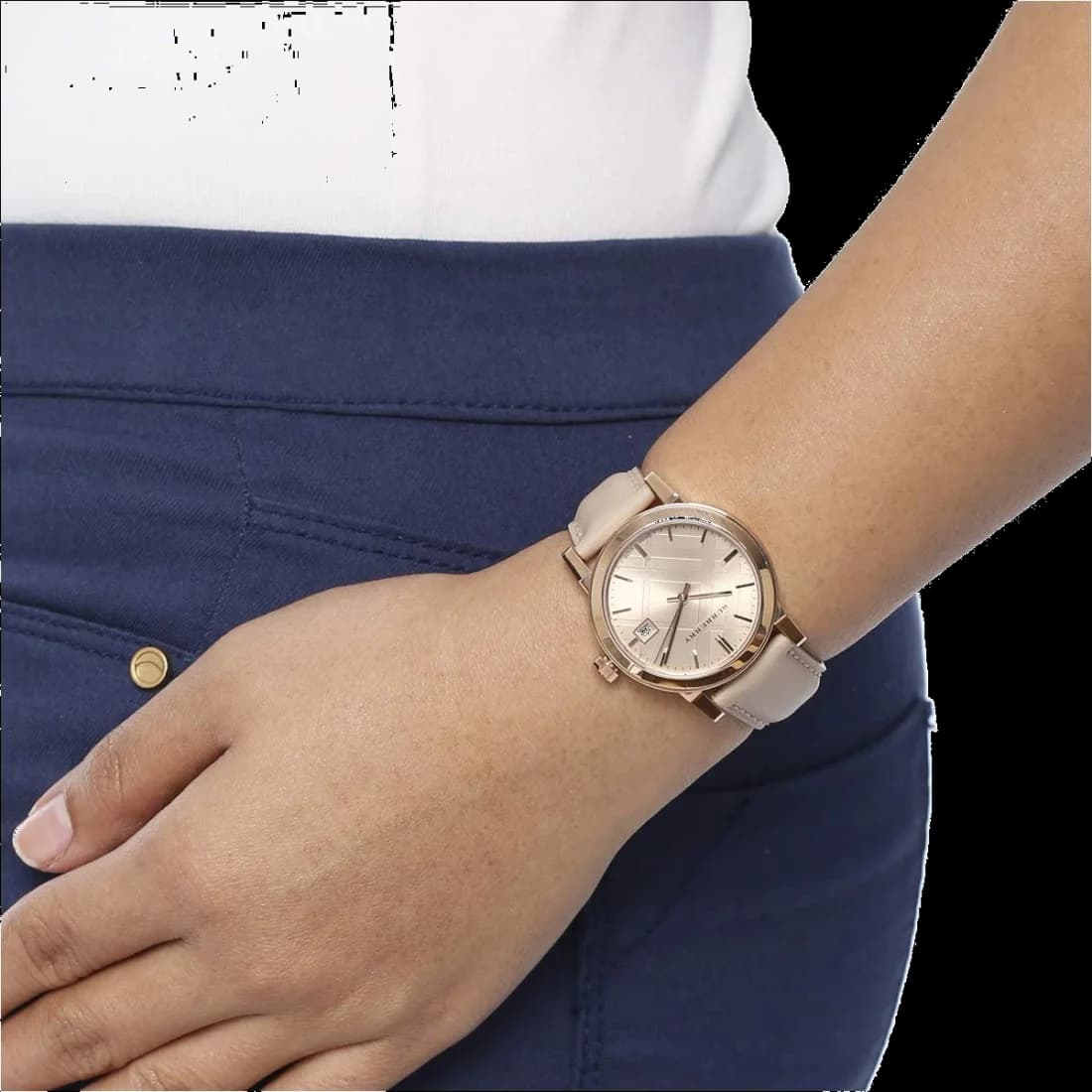 Montre Burberry BU9109 femme détail bracelet cuir