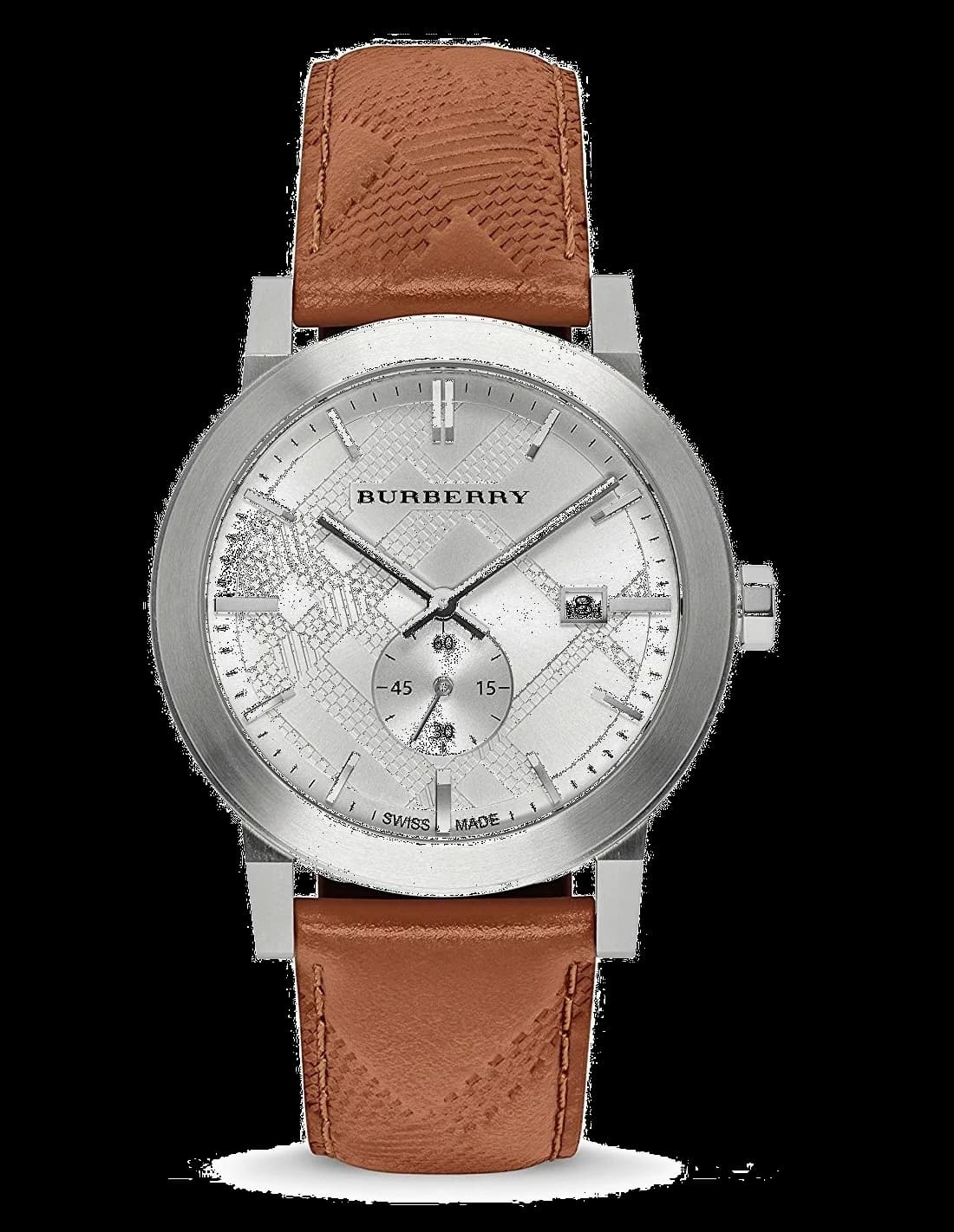 Montre Burberry BU9904 homme cadran argent bracelet cuir