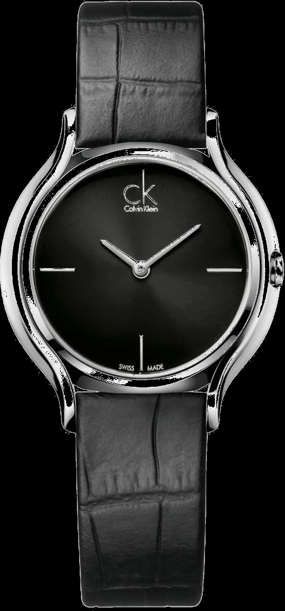 Calvin Klein K2U231C1 montre avec cadran noir et bracelet cuir — Montres Outlet
