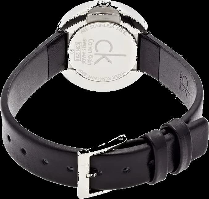 Montre Calvin Klein K3N231C1 gros plan cadran noir analogique quartz
