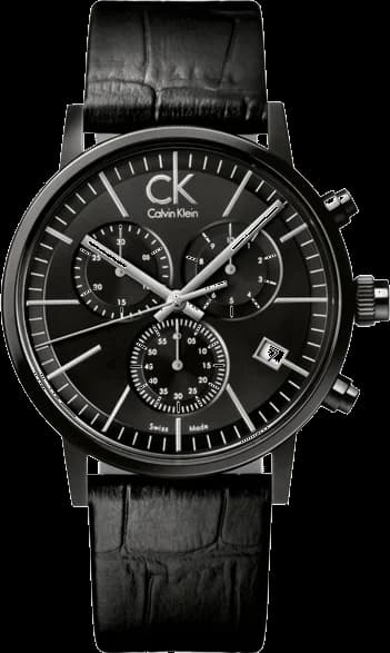 Calvin Klein K7627401 — Montre analogique noire avec bracelet en cuir