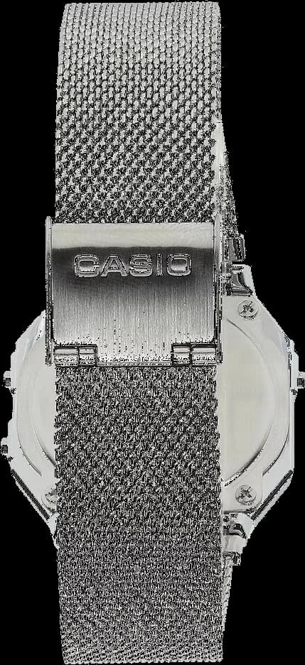 Montre Casio A700WEM-1A à Cadran Noir et Bracelet en Maille Milanaise vue 2