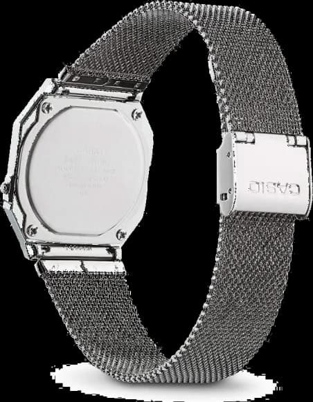 Montre Casio A700WEM-1A à Cadran Noir et Bracelet en Maille Milanaise vue 4