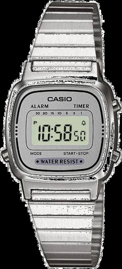 Montre Casio LA670WEA-7EF femme cadran gris digital acier argent