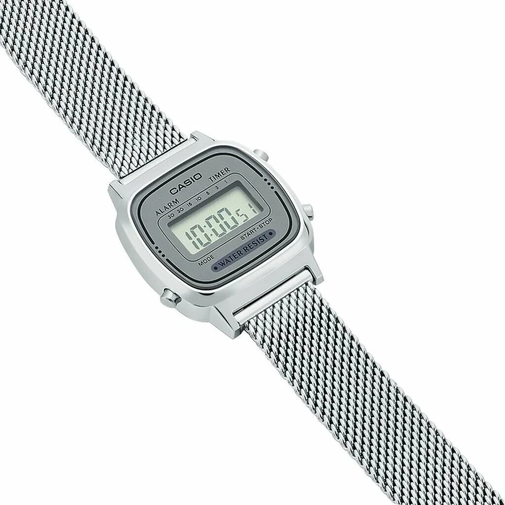 Montre Casio LA670WEM-7EF femme détail cadran gris