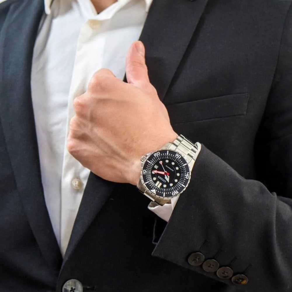 Montre Citizen NJ0120-81E homme verso boîtier argent