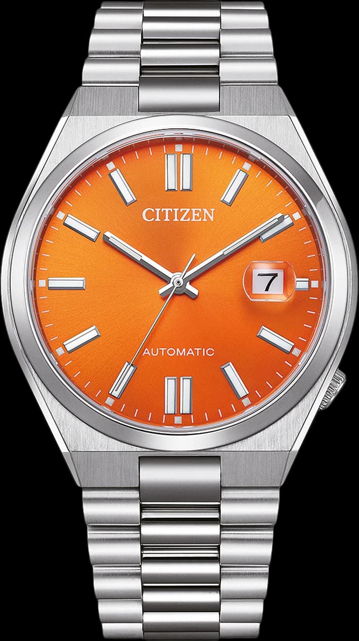 Montre Citizen NJ0151-88Z homme cadran orange bracelet acier inoxydable