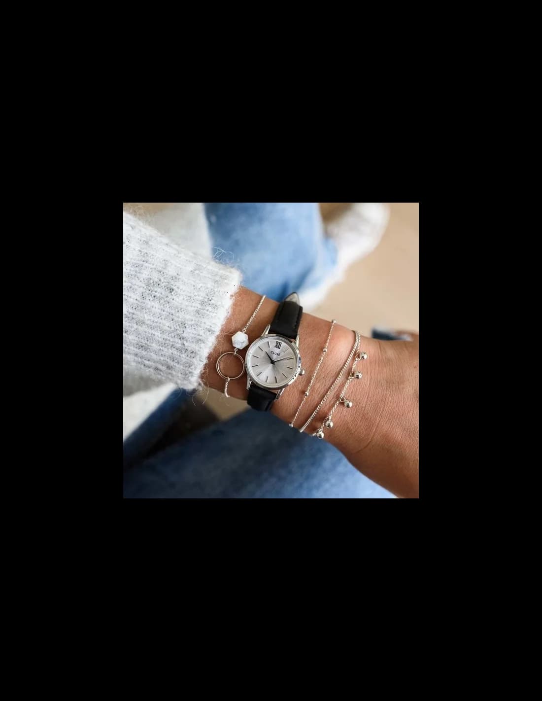 Détail bracelet cuir marron Cluse CL50014 — Montres Outlet