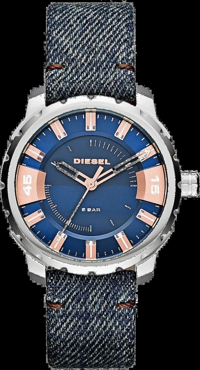 Montre Diesel DZ1722 avec cadran bleu soleil et index blancs contraste