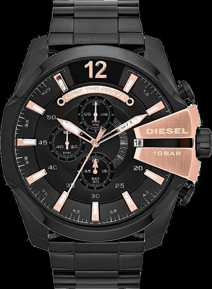 Montre Diesel DZ4309 homme cadran noir plaques or rose acier