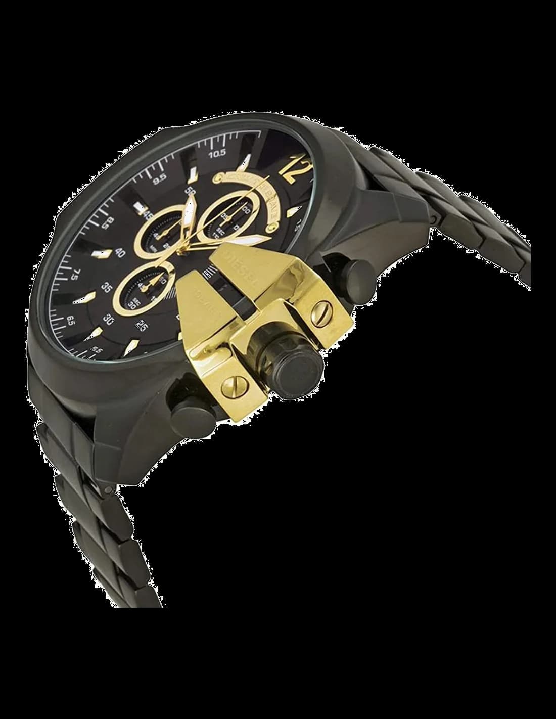 Diesel DZ4338 Mega Chief profil bracelet acier noir boucle ardillon
