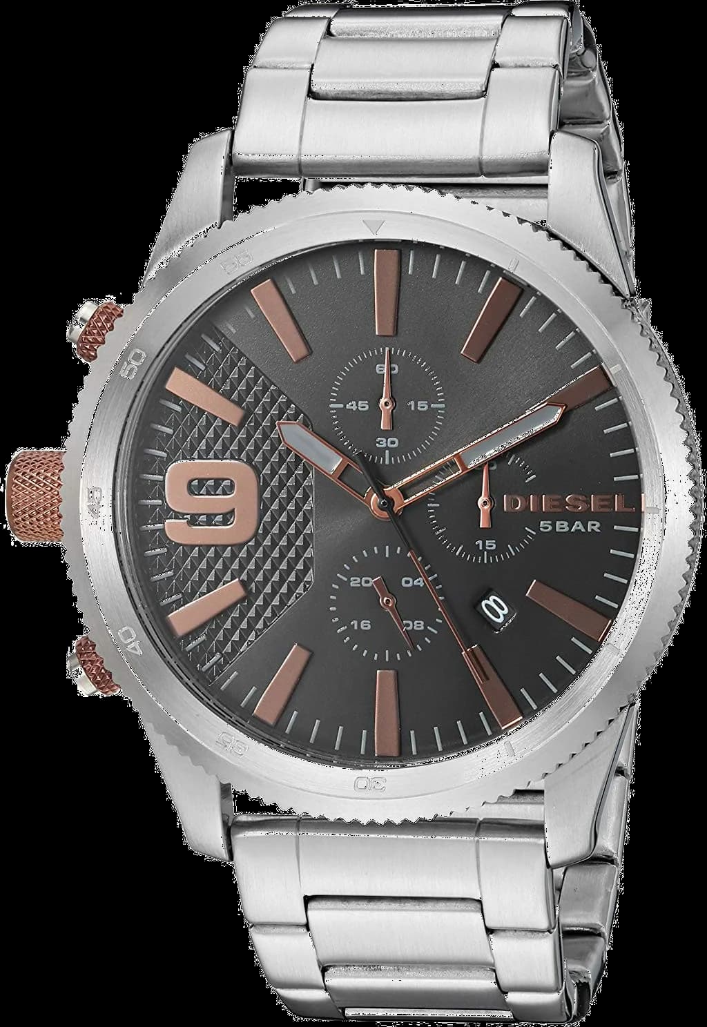 Diesel DZ4457 cadran noir et boîtier argent — Montres Outlet
