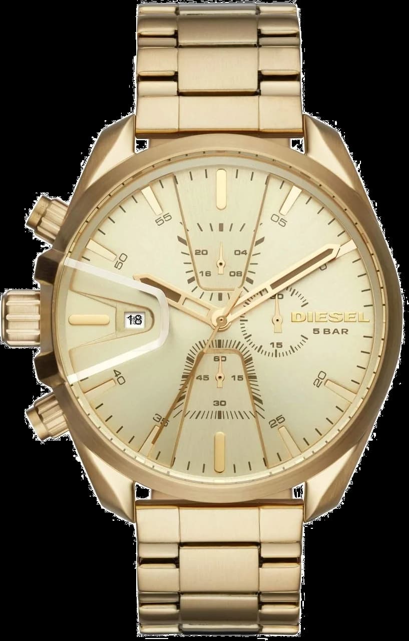 Diesel DZ4475 photographie du cadran noir et du bracelet en cuir — Montres Outlet