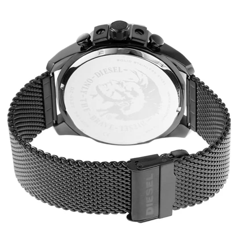 Montre Diesel DZ4527 Mega Chief Bracelet Maille Milanaise Noire vue 3