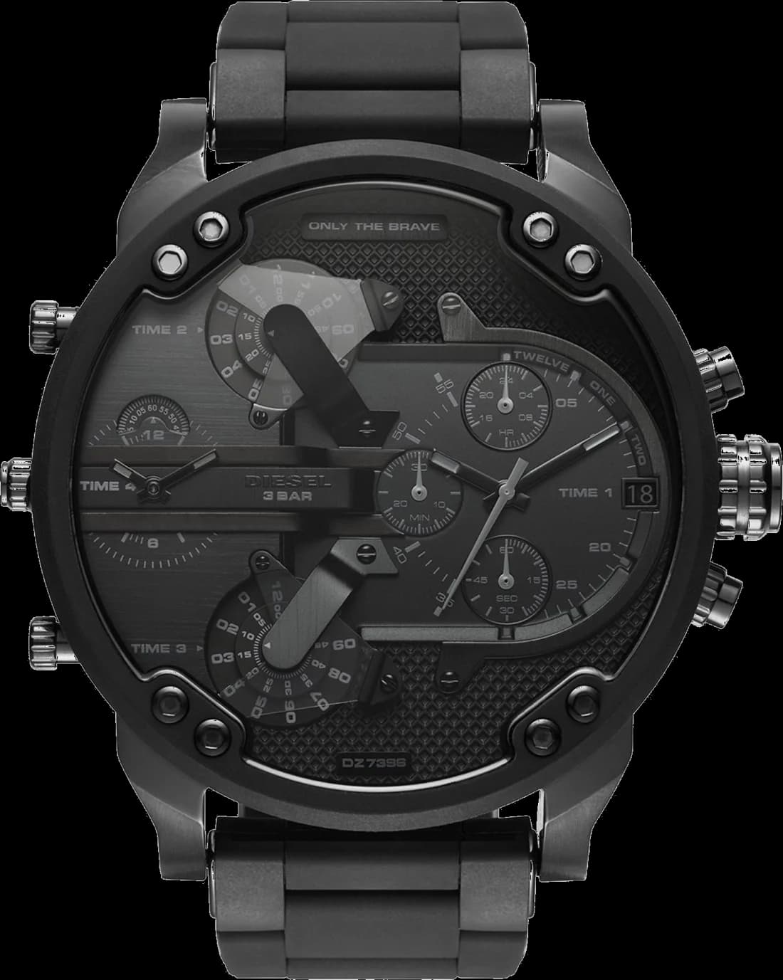Montre Diesel Mr Daddy DZ7396 cadran noir bracelet silicone cadran XXL