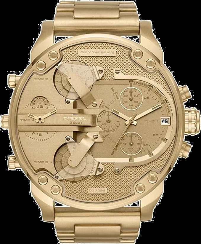 Montre Diesel Mr. Daddy DZ7399 acier doré cadran multi-compteurs XXL 57mm