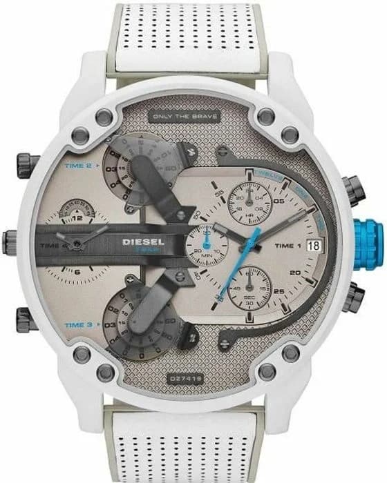 Montre Diesel Daddy 2.0 DZ7419 chronographe XXL bracelet silicone blanc