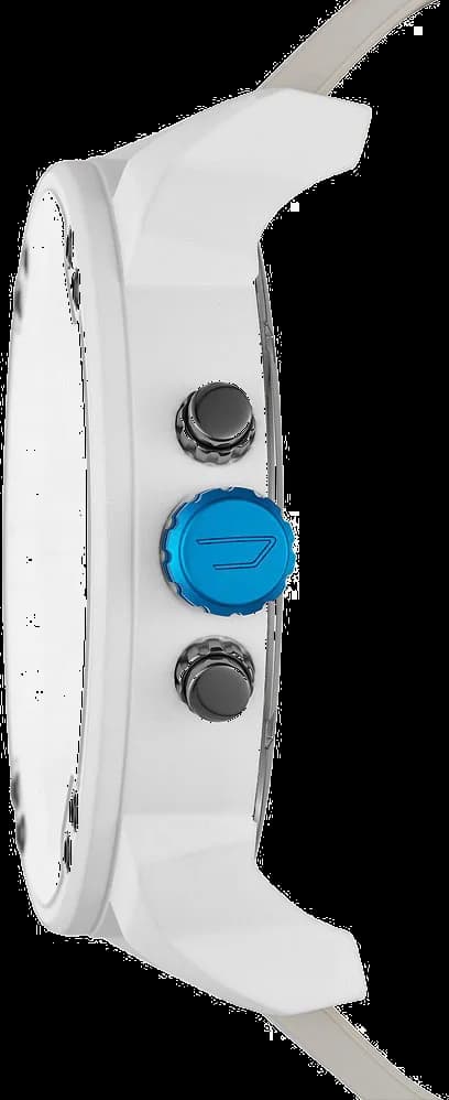 Montre Diesel Daddy 2.0 DZ7419 chronographe XXL bracelet silicone blanc vue 2