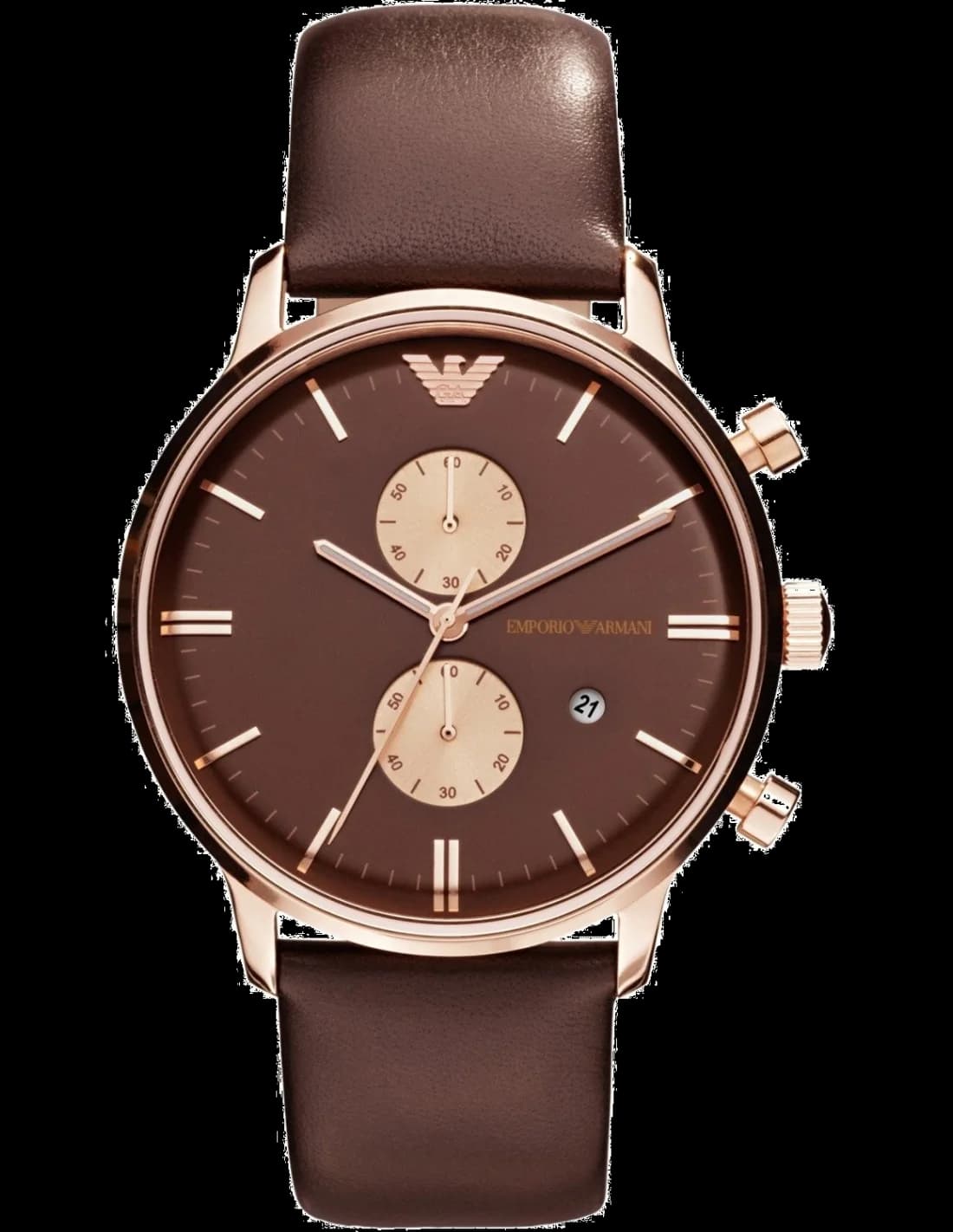 Emporio Armani AR0387 cadran noir et bracelet cuir — Montres Outlet