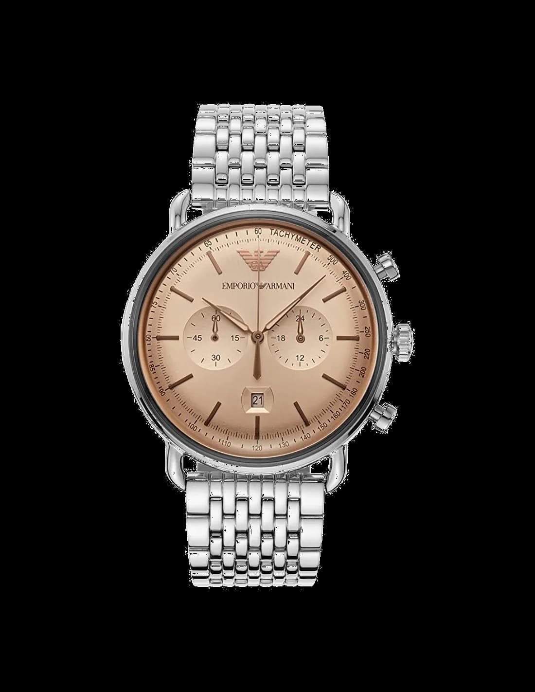Emporio Armani AR11239 montre avec cadran noir et bracelet marron — Montres Outlet