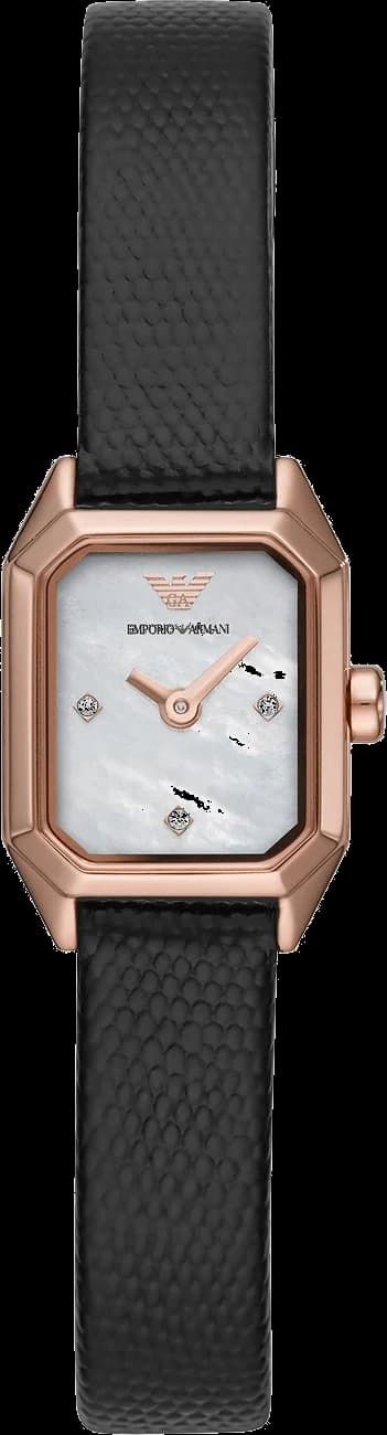 Montre Emporio Armani AR11248 avec cadran octogonal nacré et index cristaux, style chic décontracté