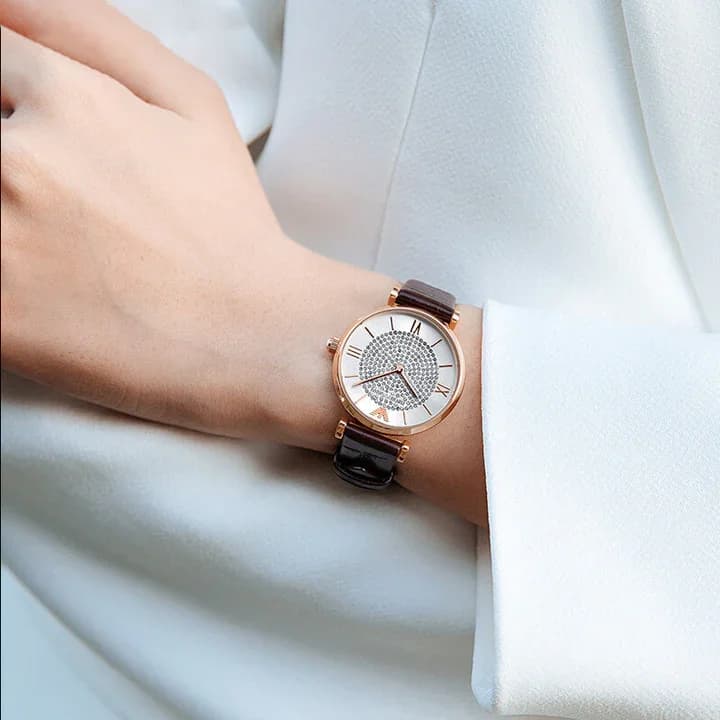 Montre Emporio Armani AR11269 Cadran Nacre et Bracelet Cuir Marron vue 3