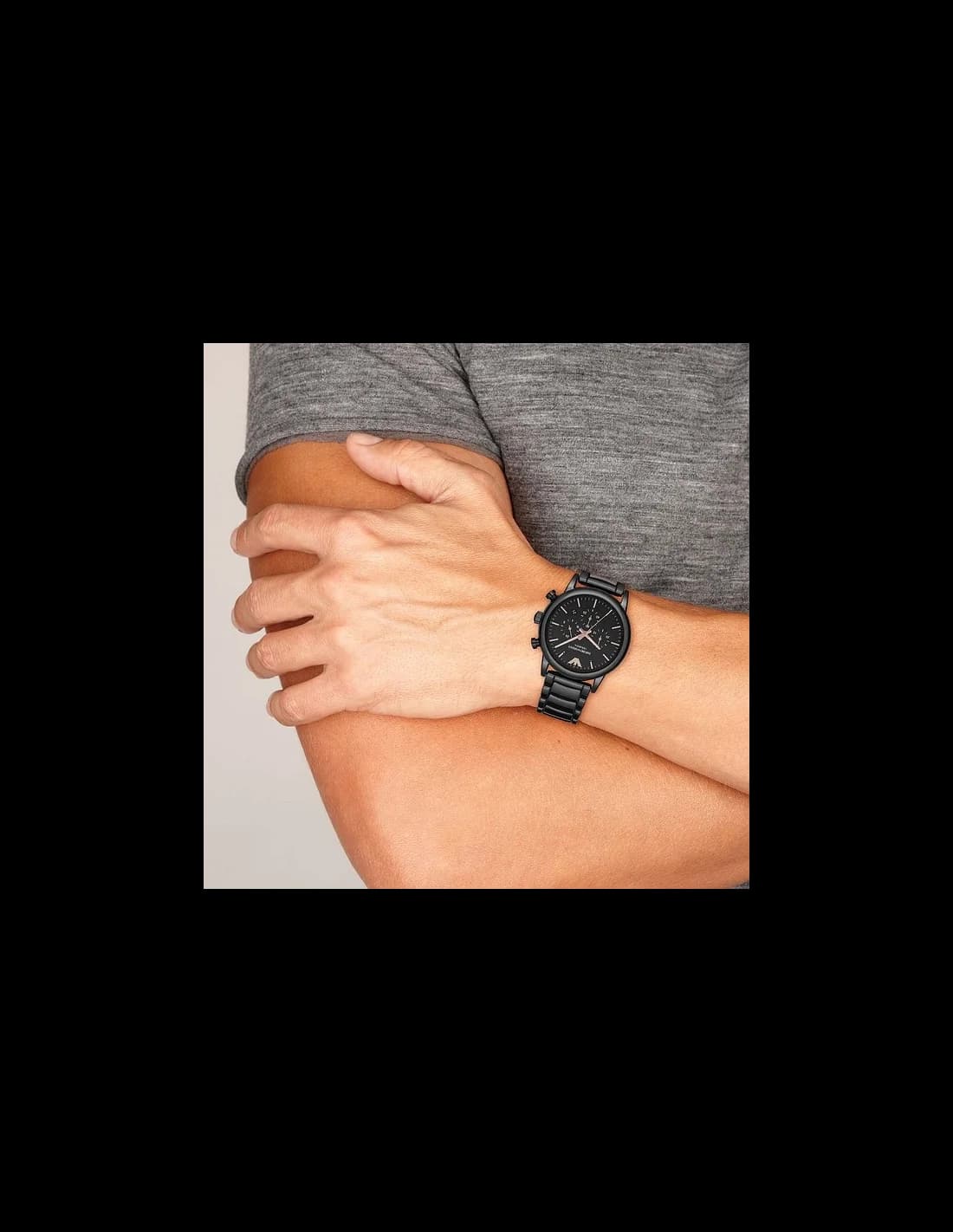 Bracelet en cuir noir de la montre Emporio Armani AR1509 — Montres Outlet