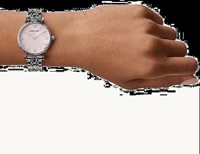 Montre Emporio Armani AR1779 avec Cadran en Nacre Rose et Bracelet Cuir vue 4