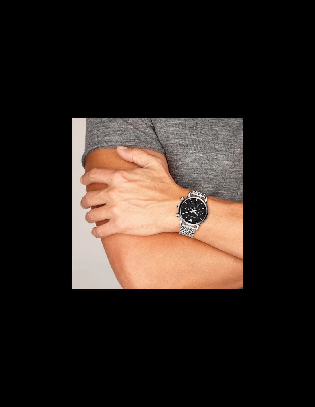 Montre Emporio Armani AR1811 homme détail cadran noir