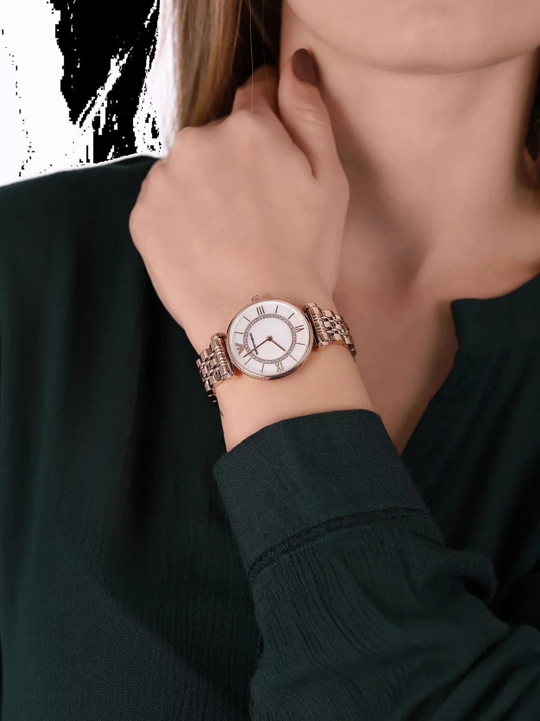 Montre Emporio Armani AR1909 femme verso boîtier or rose