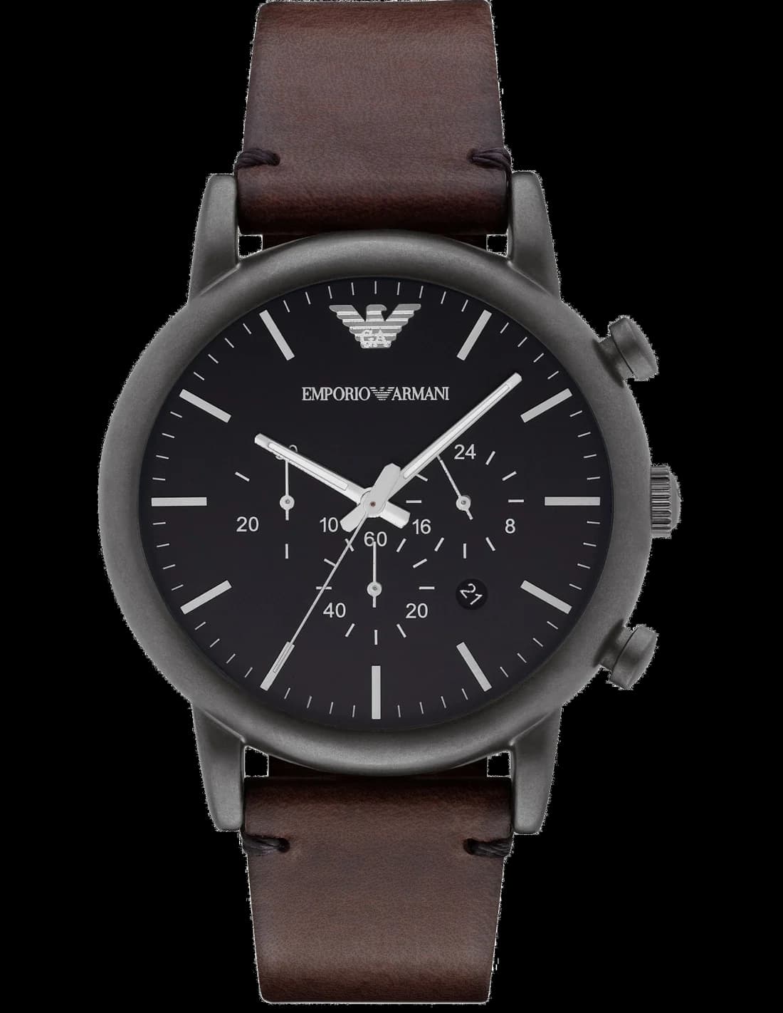 Emporio Armani AR1919 montre chronographe en cuir noir — Montres Outlet