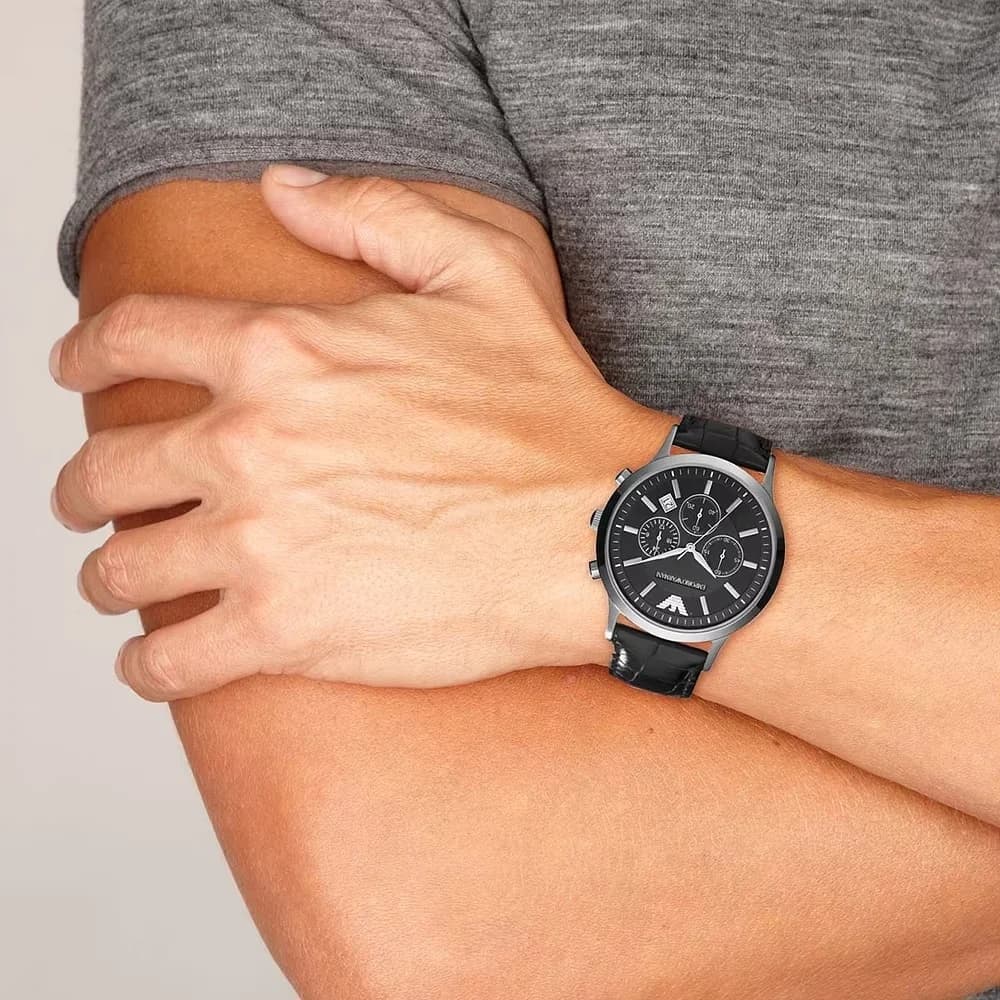 Montre Homme Emporio Armani AR2447 Bracelet Cuir Noir et Chronographe vue 5