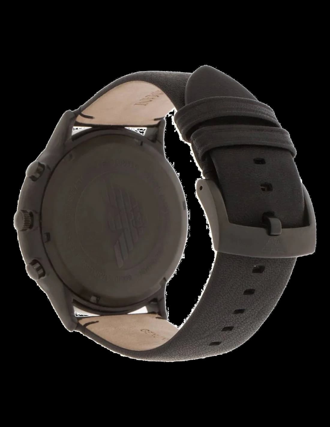 Bracelet en cuir noir de la montre Emporio Armani AR2461