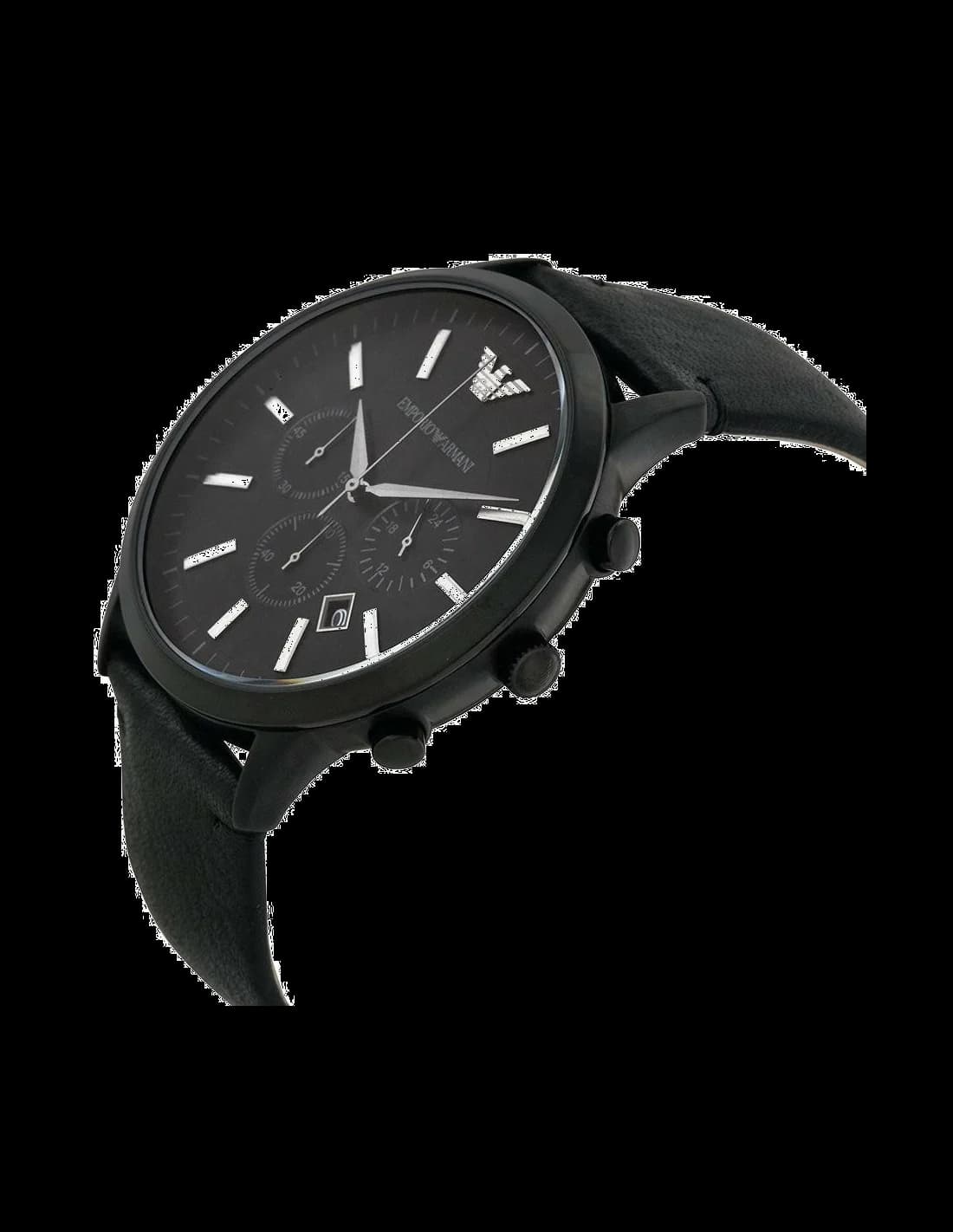 Montre Emporio Armani AR2461 Chronomètre à Bracelet en Cuir Noir vue 4