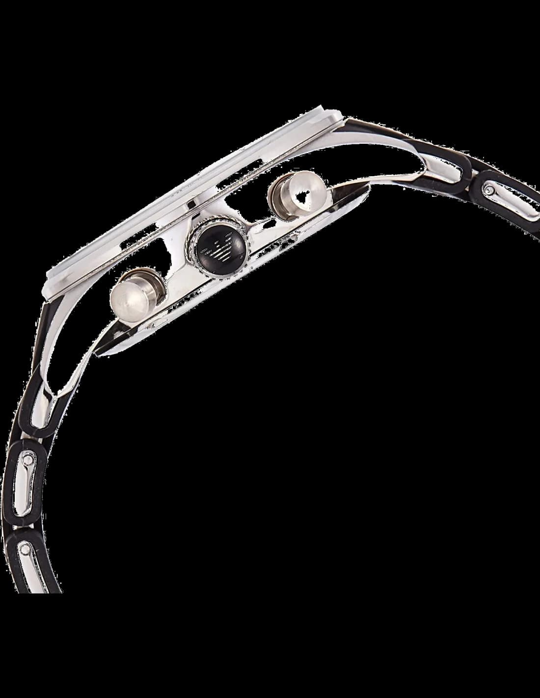 détails cadran noir et bracelet cuir de l'AR5868