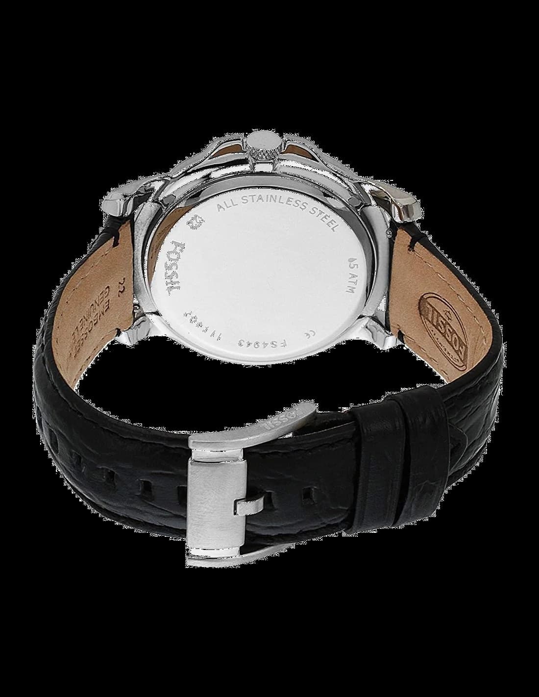 Détails montre Fossil FS4943 avec bracelet cuir
