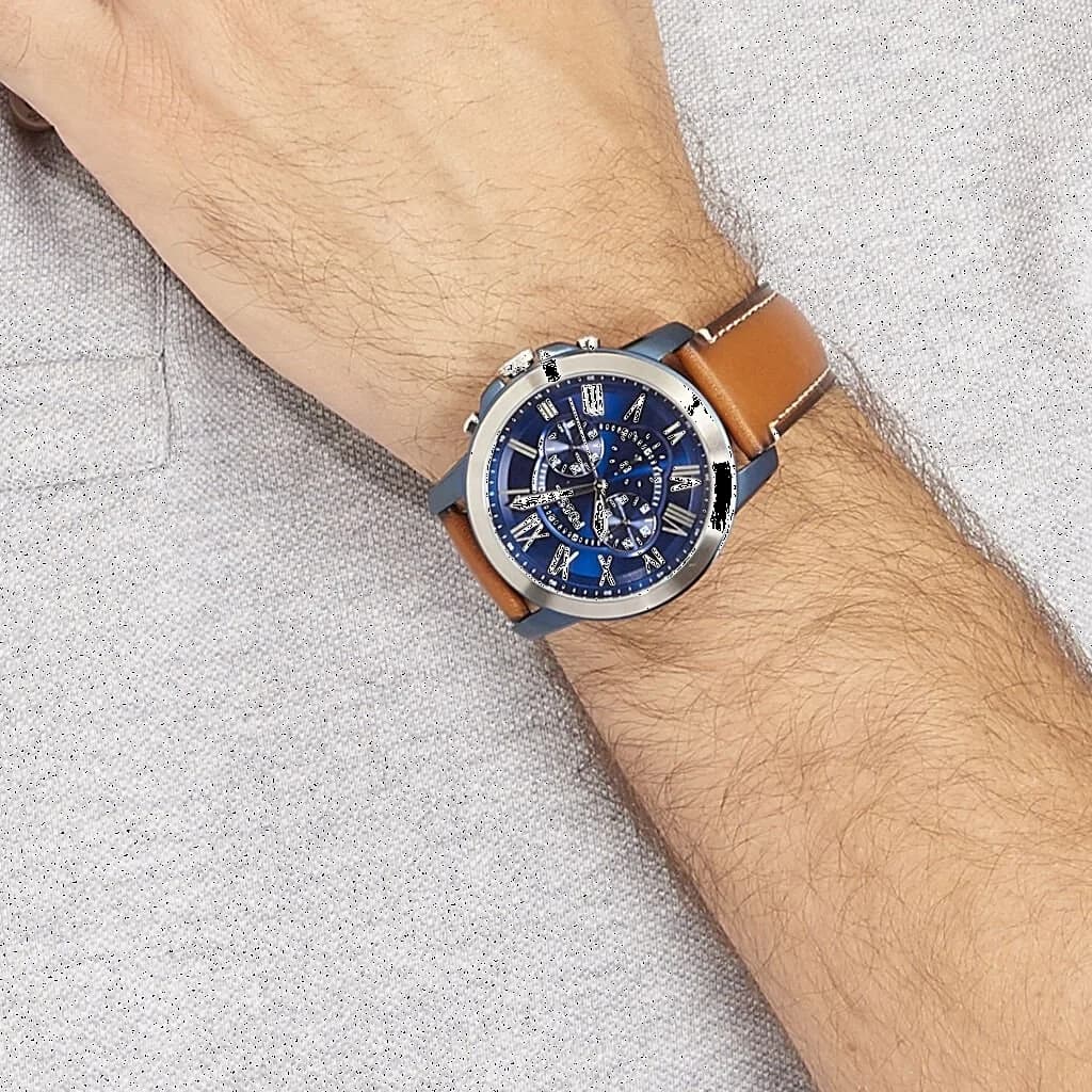 Montre Fossil FS5151 homme verso boîtier bleu