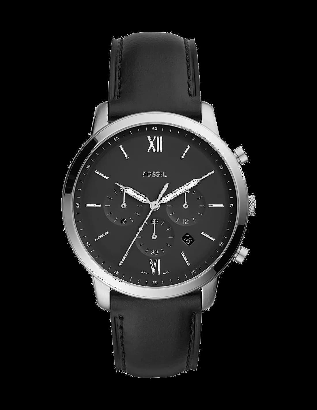 Montre Fossil FS5452 Chronographe bracelet en cuir noir