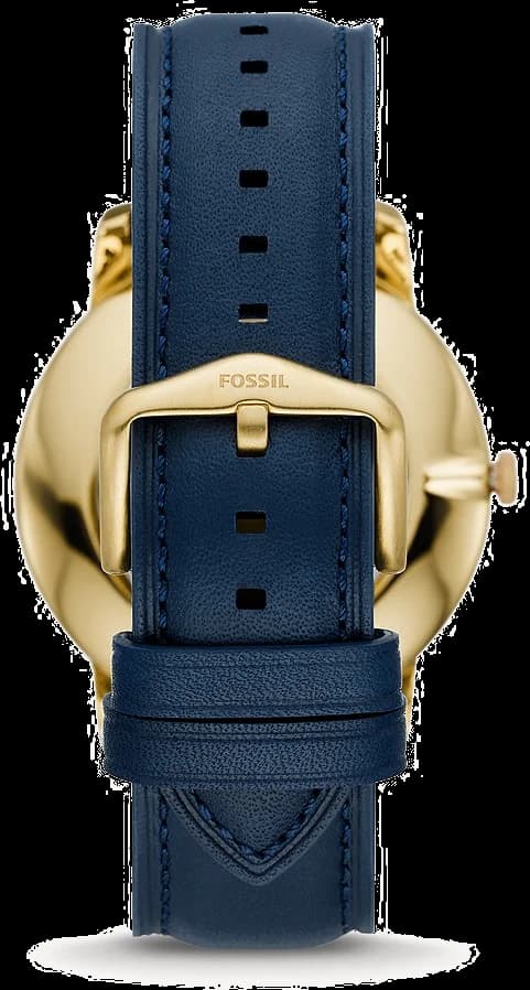 Fossil FS5789 Minimalist profil boîtier or 44mm cuir bleu