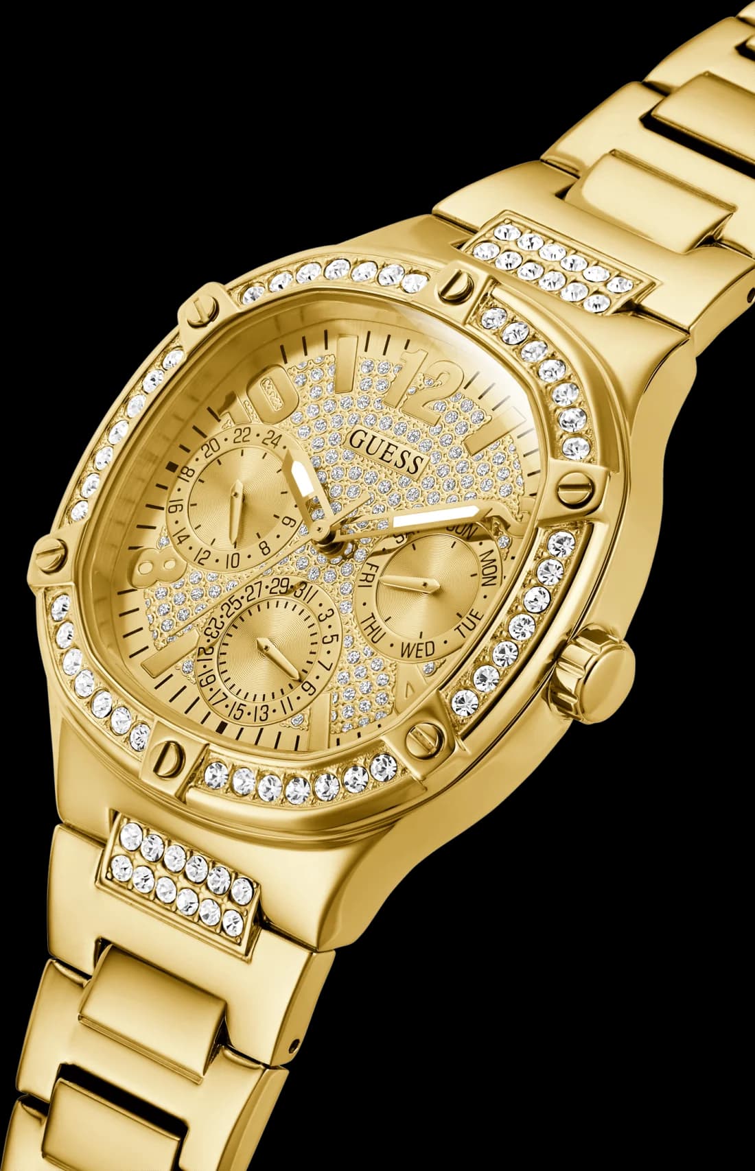 Montre Guess Duchess GW0558L2 multifonction en acier doré jaune vue 2