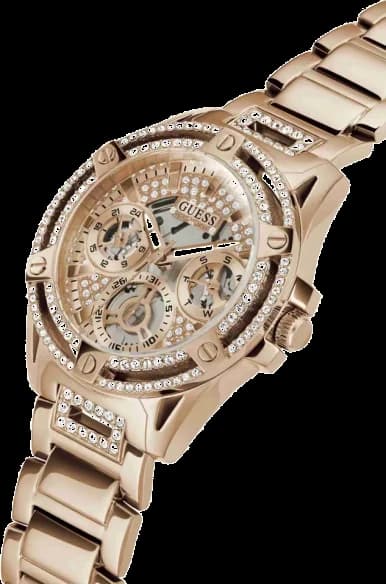 Montre femme Guess Queen GW0464L3 en acier or rose cadran orné de cristaux vue 3