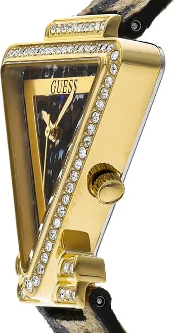 Montre Femme Guess Fame GW0504L3 bracelet cuir léopard boîtier doré avec strass vue 2