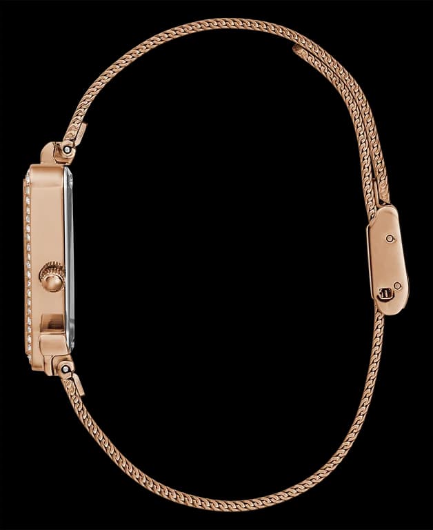 Montre Femme Guess GW0508L3 bracelet or rose boitier triangle orné de strass vue 4