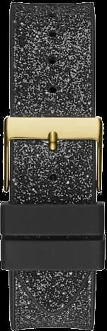 Montre Femme Guess Raven GW0105L2 bracelet silicone noir pailleté boitier doré orné de strass vue 3