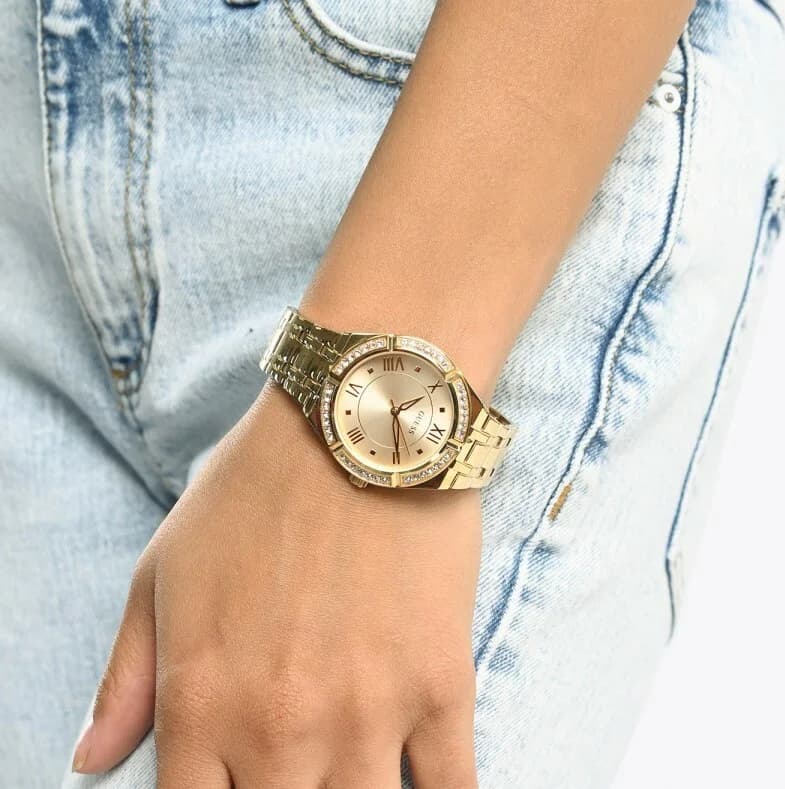 Montre Guess GW0033L2 en acier inoxydable doré avec lunette ornée de strass vue 4